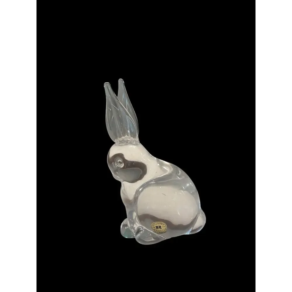 Reijmyre Sweden Crystal Long Ear Bunny Rabbit w/ Label Paperweight